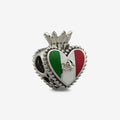 Praan Viva Mexico Crown Heart Charm silver; green; white; red sterling-silver; enamel Bead by The Alternative Bead. Your official Praan Retailer from Germany