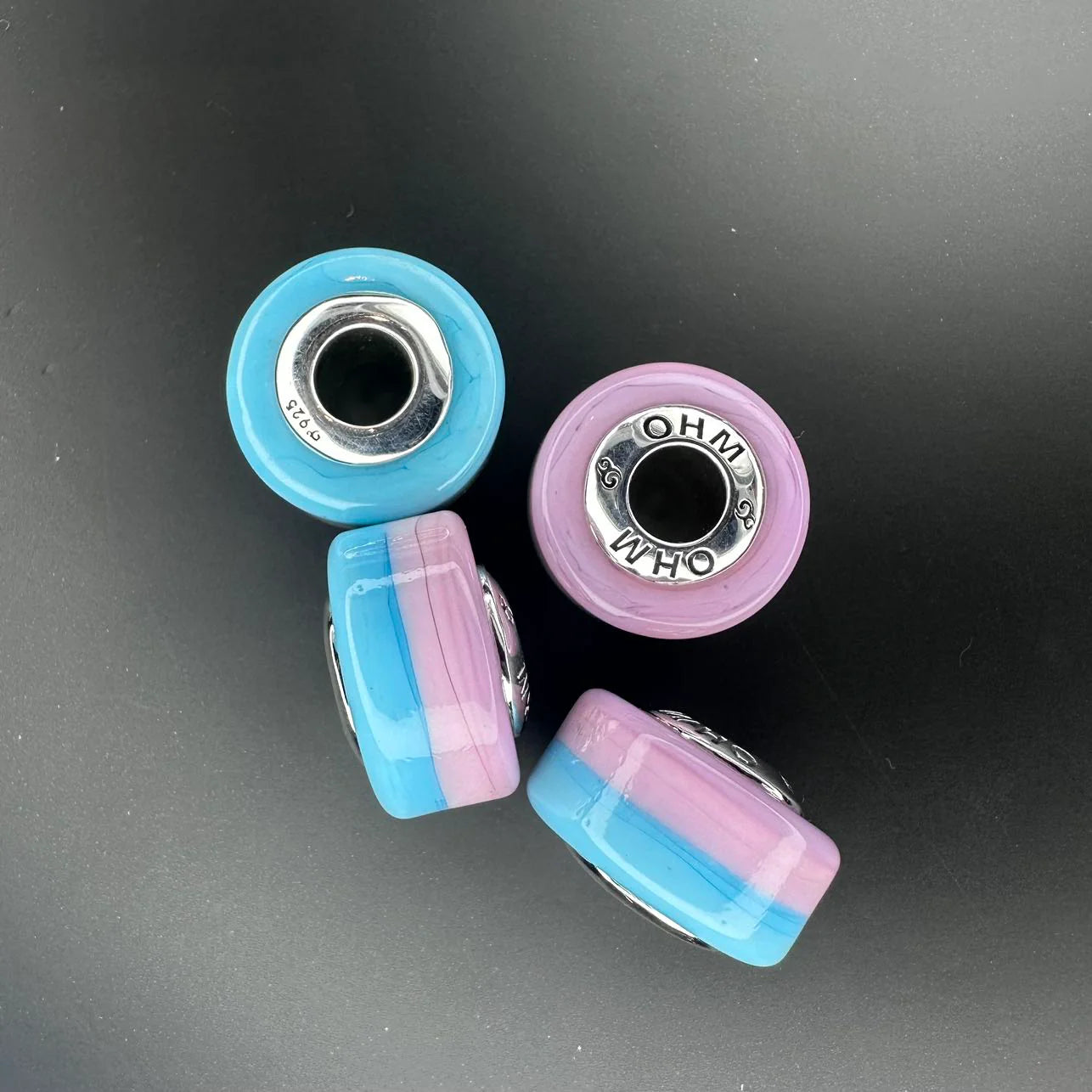OHM Beads OHMnique Charms blue; pink glass; natural-stone Bead The Alternative Bead