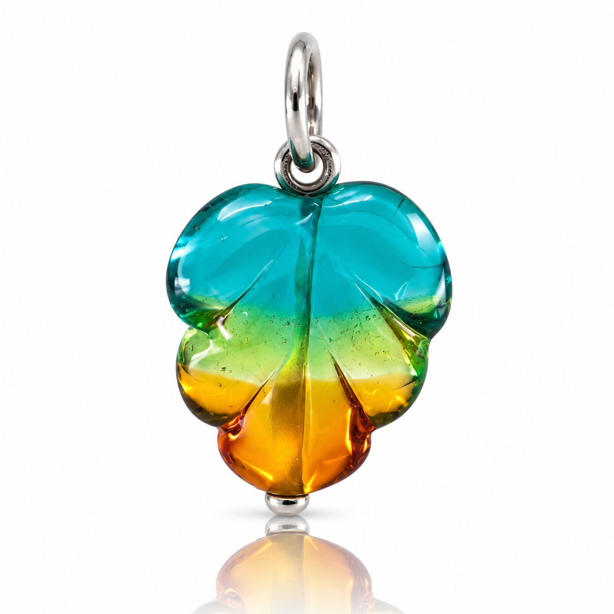 Aurora Charm Whispering Autumn Leaf Charm blue; green; orange glass Dangle by The Alternative Bead. Your official Aurora Charm Retailer from Germany
