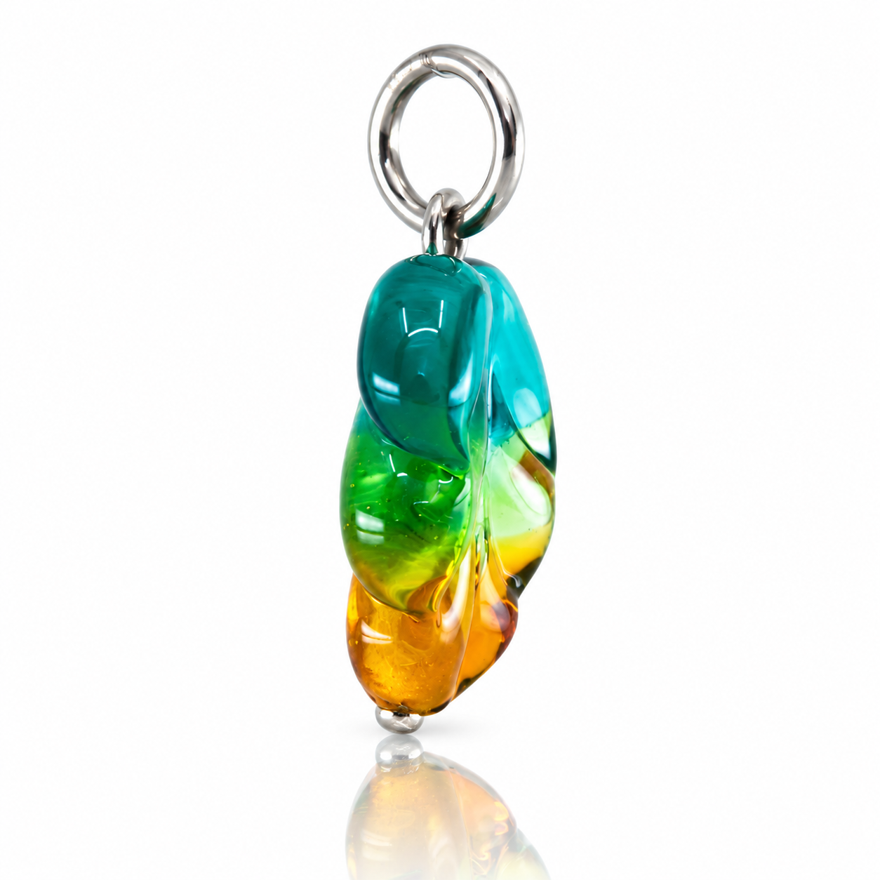 Aurora Charm Whispering Autumn Leaf Charm blue; green; orange glass Dangle by The Alternative Bead. Your official Aurora Charm Retailer from Germany