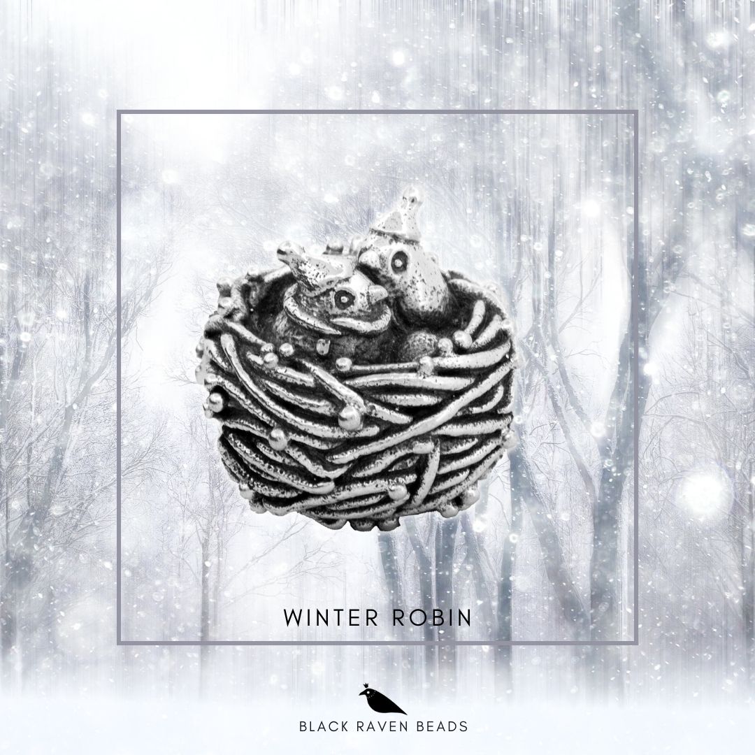 Black Raven Beads Winter Robin Nest silver sterling-silver Charm by The Alternative Bead. Your official Black Raven Beads Retailer from Germany
