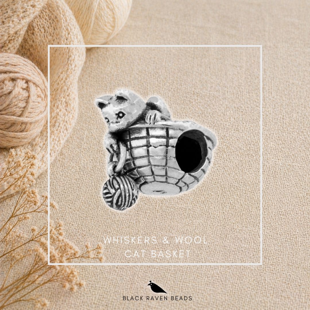 Black Raven Beads Whiskers & Wool - Cat Basket silver sterling-silver Dangle by The Alternative Bead. Your official Black Raven Beads Retailer from Germany