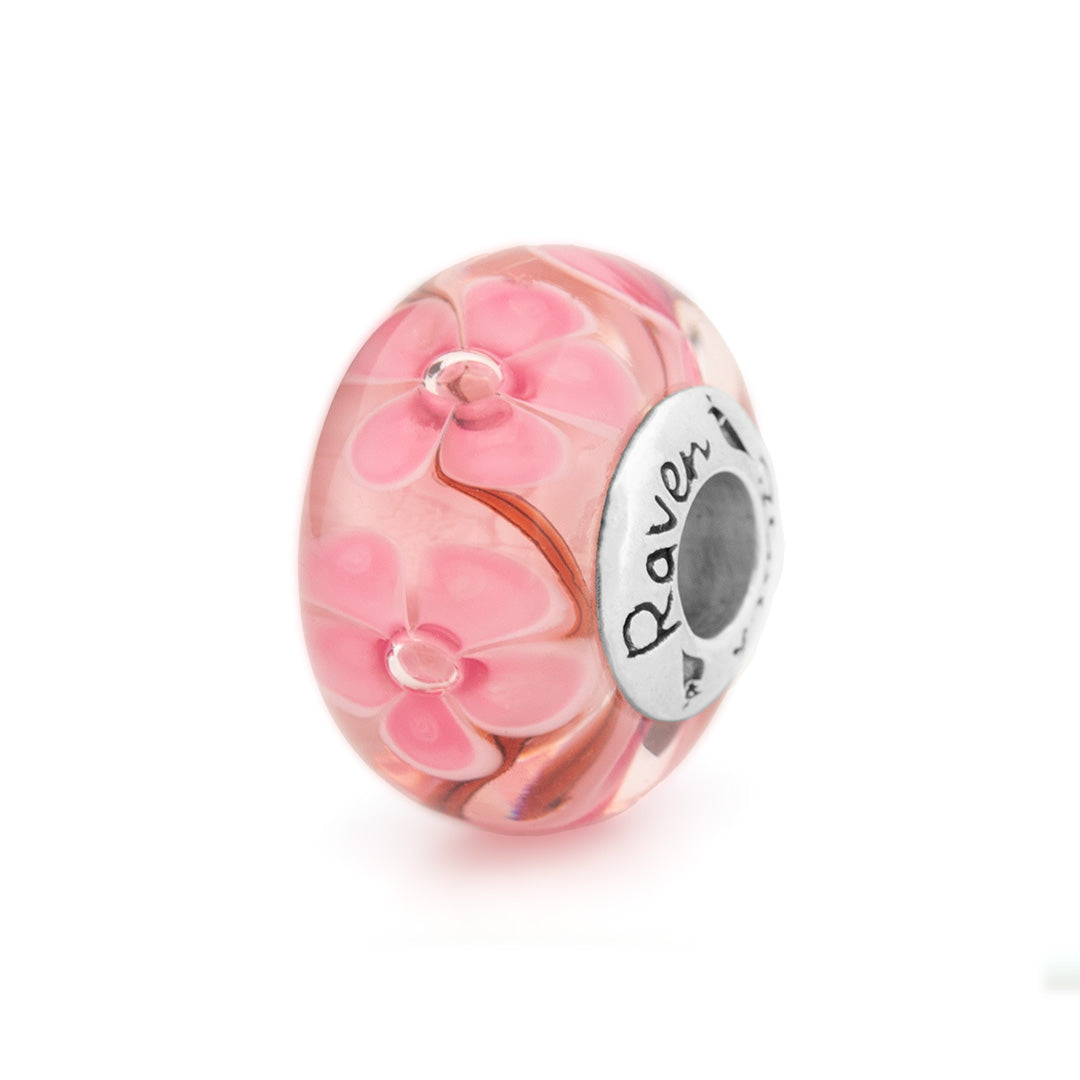 Black Raven Beads Cherry Blossom Glass pink glass Charm by The Alternative Bead. Your official Black Raven Beads Retailer from Germany