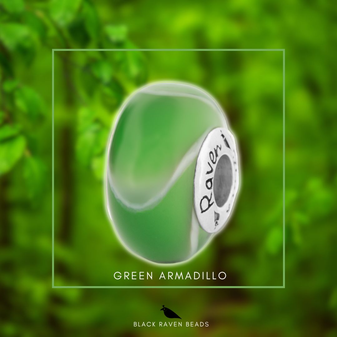 Black Raven Beads Green Amardillo green glass Charm by The Alternative Bead. Your official Black Raven Beads Retailer from Germany