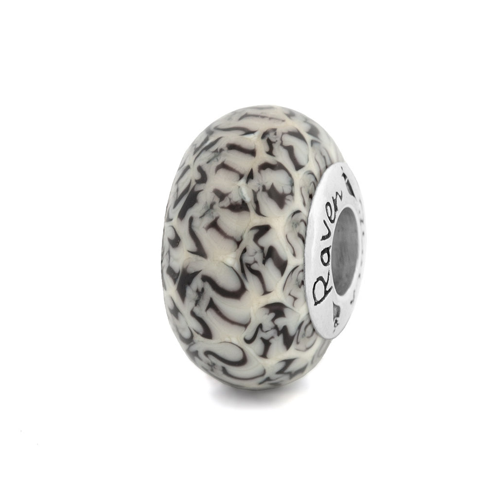 Black Raven Beads Snow Leopard white; gray glass Bead by The Alternative Bead. Your official Black Raven Beads Retailer from Germany