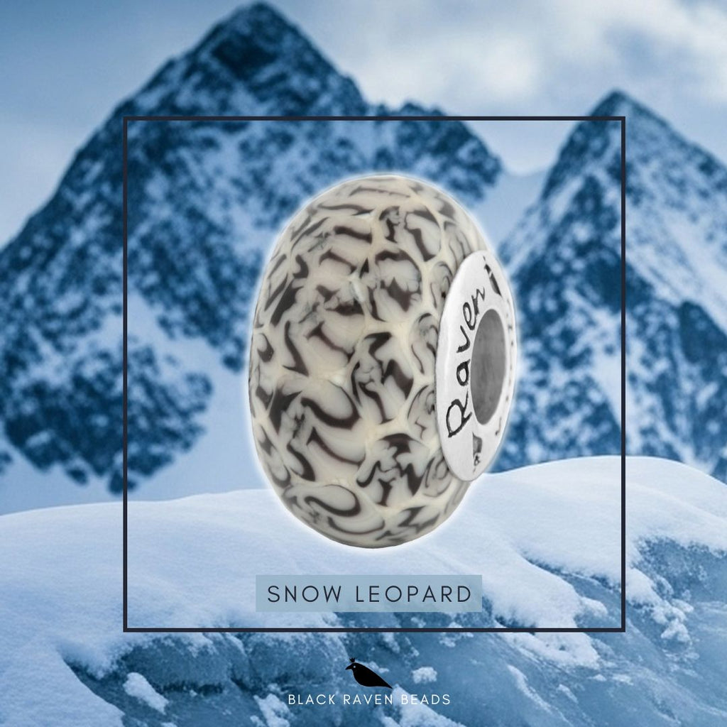 Black Raven Beads Snow Leopard white; gray glass Bead by The Alternative Bead. Your official Black Raven Beads Retailer from Germany