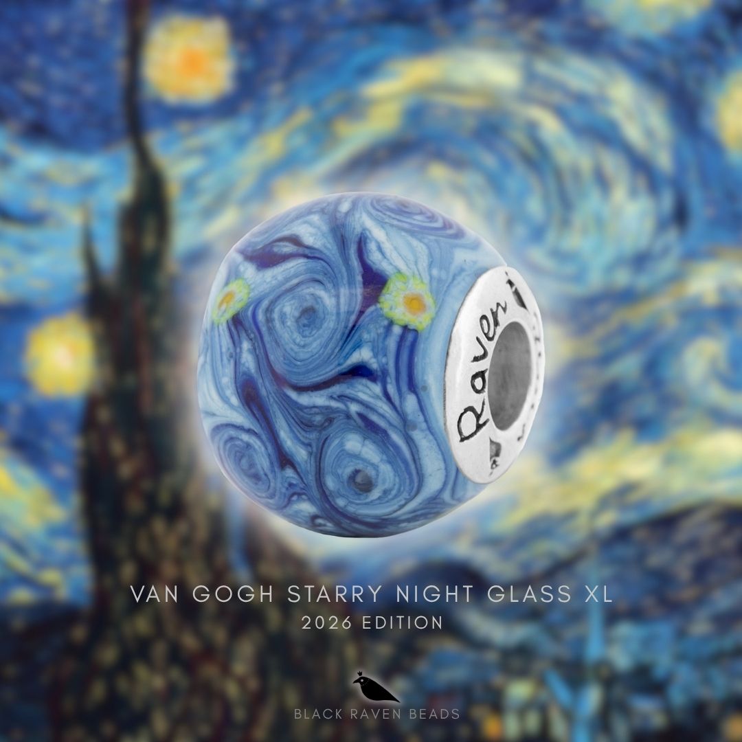 Black Raven Beads Van Gogh Starry Night Glass XL blue glass Bead by The Alternative Bead. Your official Black Raven Beads Retailer from Germany