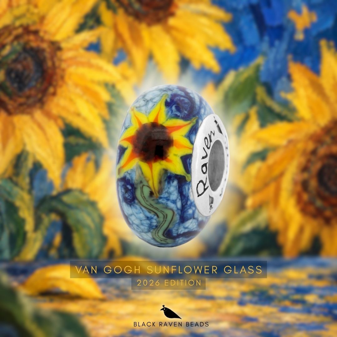 Black Raven Beads Van Gogh Sunflower Glass 2026 Edition blue; yellow glass Bead by The Alternative Bead. Your official Black Raven Beads Retailer from Germany