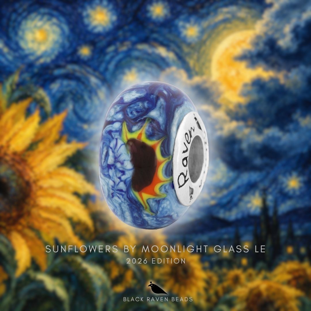 Black Raven Beads Van Gogh Sunflowers by Moonlight Glass LE blue; yellow glass Bead by The Alternative Bead. Your official Black Raven Beads Retailer from Germany