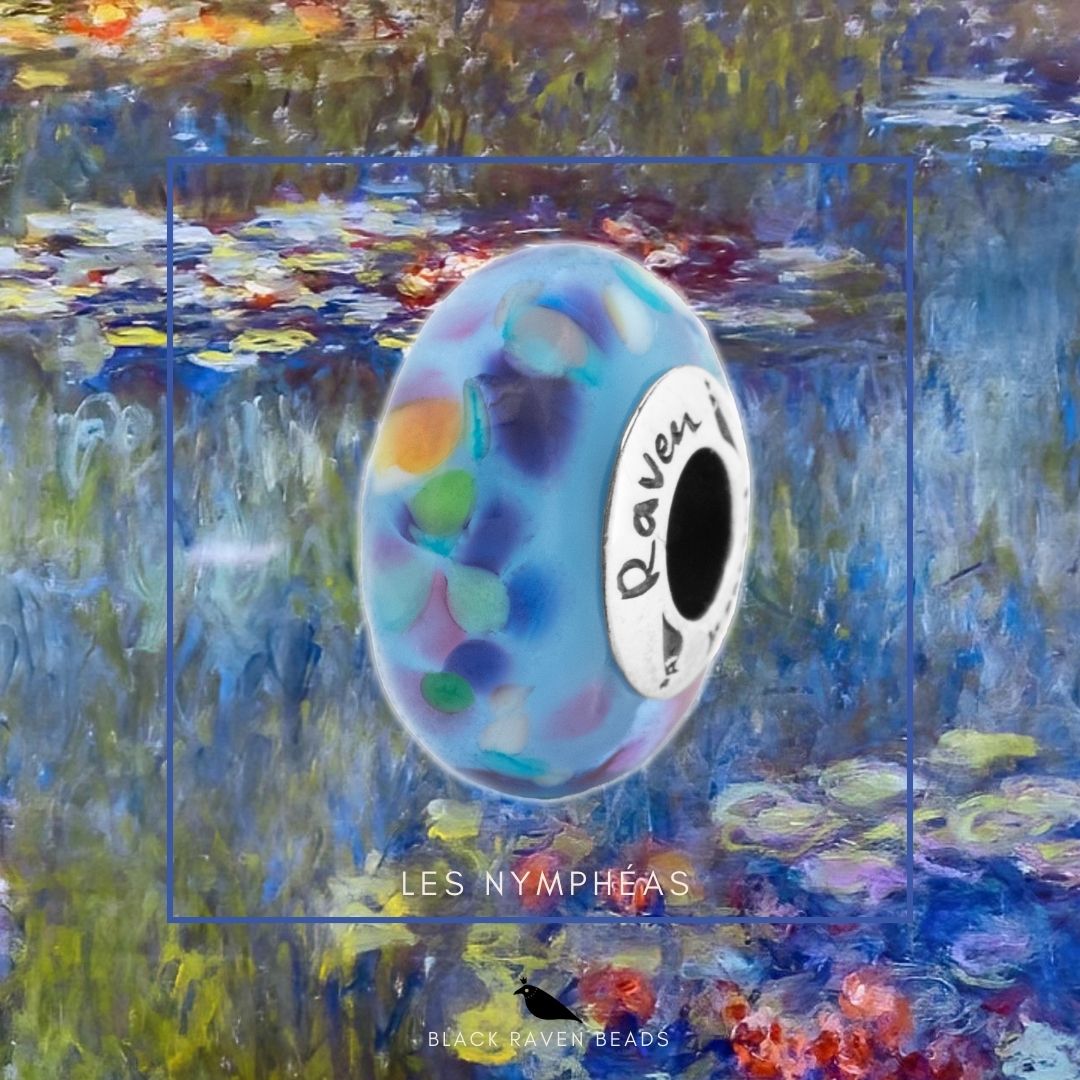 Black Raven Beads Monet Les Nymphéas (Water Lily) blue and multicolor glass Charm by The Alternative Bead. Your official Black Raven Beads Retailer from Germany