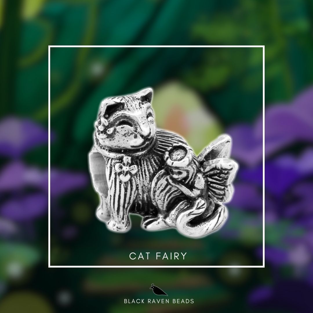 Black Raven Beads Cat Fairy silver sterling-silver Charm by The Alternative Bead. Your official Black Raven Beads Retailer from Germany