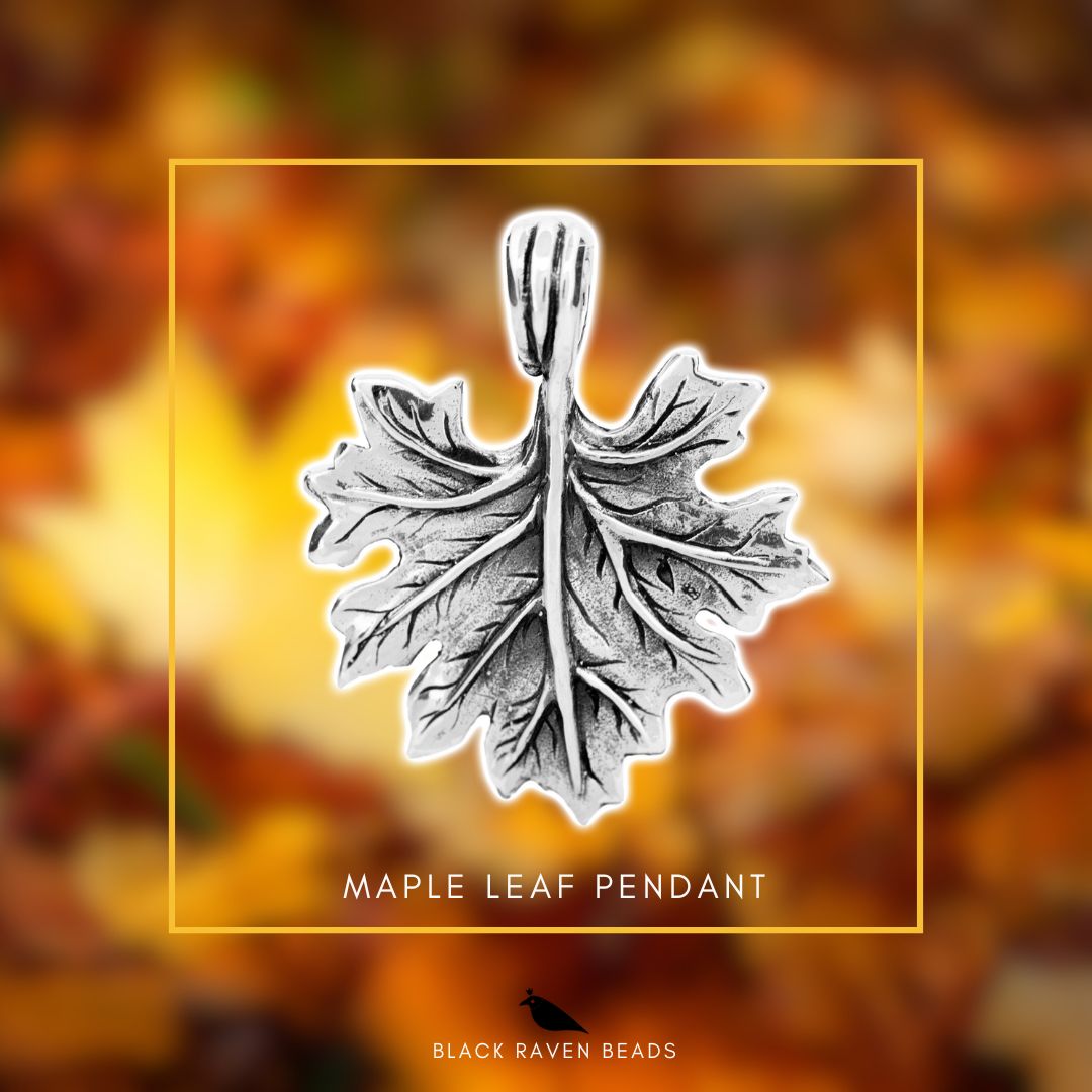 Black Raven Beads Maple Leaf Pendant silver sterling-silver Dangle by The Alternative Bead. Your official Black Raven Beads Retailer from Germany