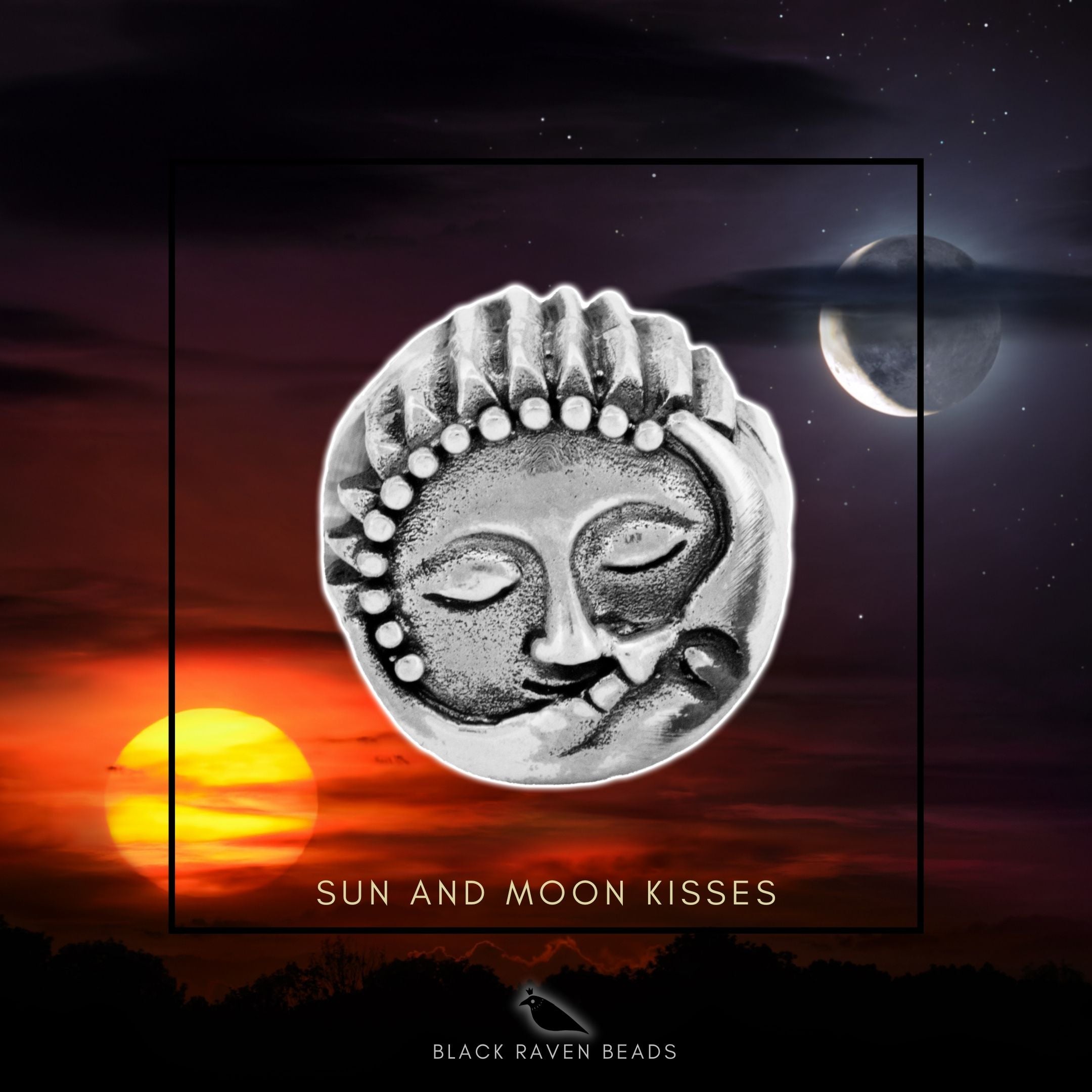 Black Raven Beads Sun and Moon Kisses silver sterling-silver Charm by The Alternative Bead. Your official Black Raven Beads Retailer from Germany