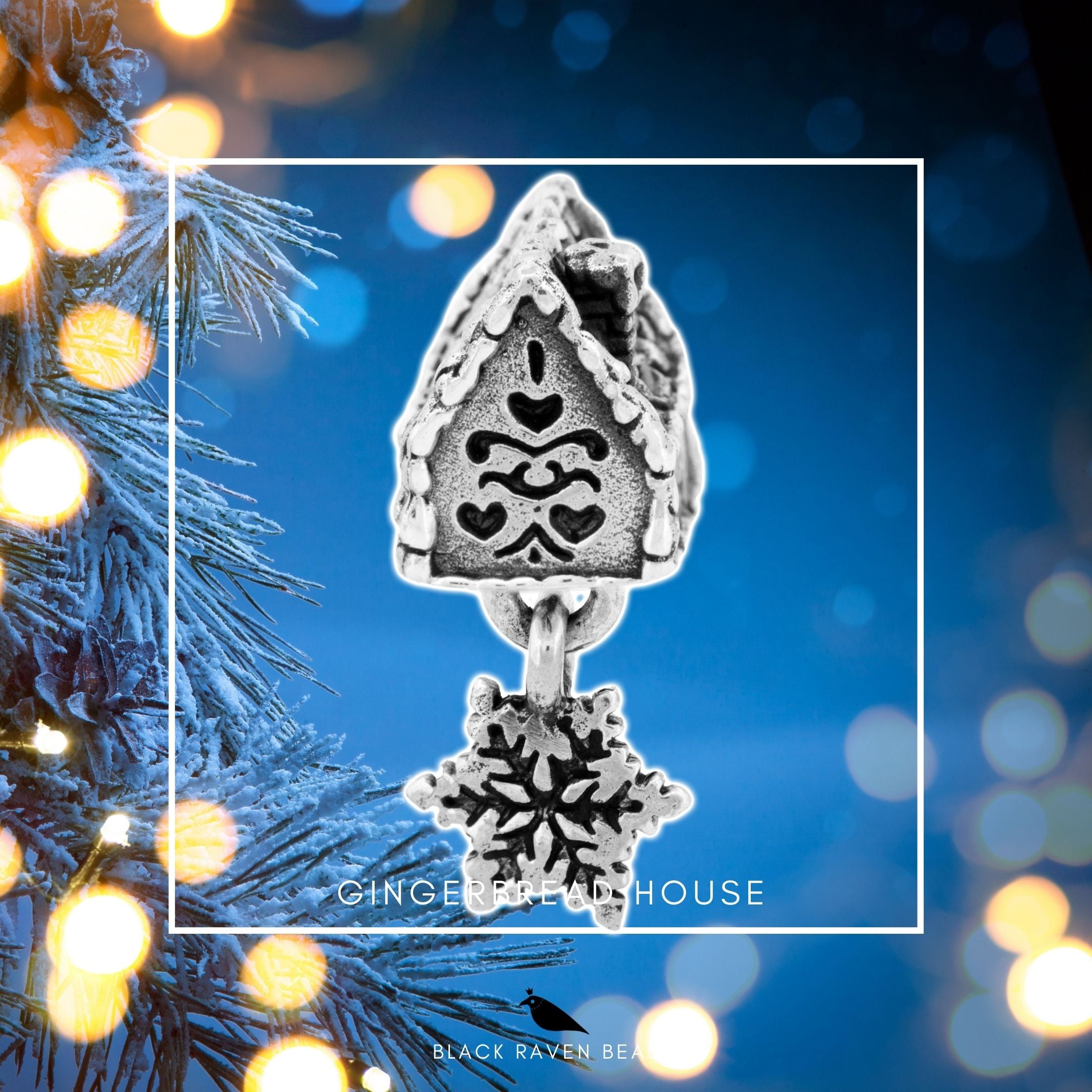 Black Raven Beads Gingerbread House silver sterling-silver Dangle by The Alternative Bead. Your official Black Raven Beads Retailer from Germany