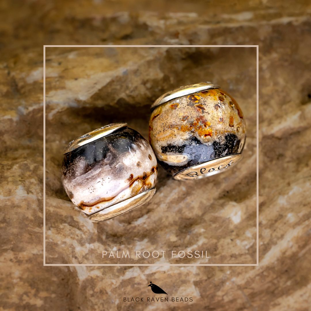 Black Raven Beads Palm Root Fossil brown and gray and black natural-stone Charm by The Alternative Bead. Your official Black Raven Beads Retailer from Germany