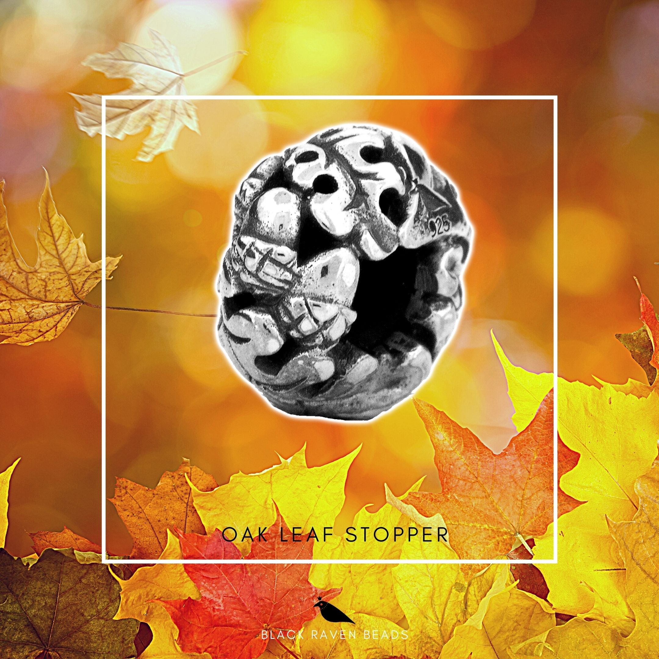Black Raven Beads Oak Leaf Stopper silver sterling-silver Stopper by The Alternative Bead. Your official Black Raven Beads Retailer from Germany