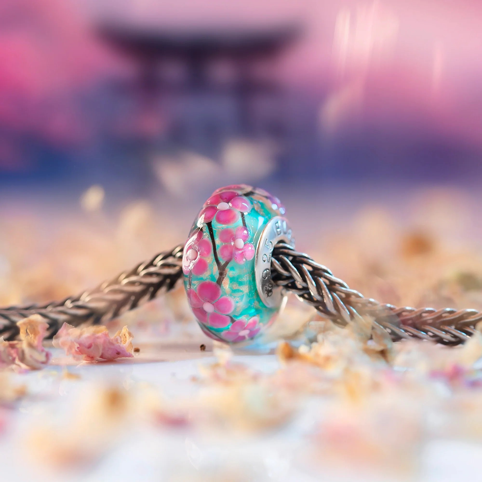 Elfbeads Whispers of the Sakura Sky blue; pink glass Bead by The Alternative Bead. Your official Elfbeads Retailer from Germany