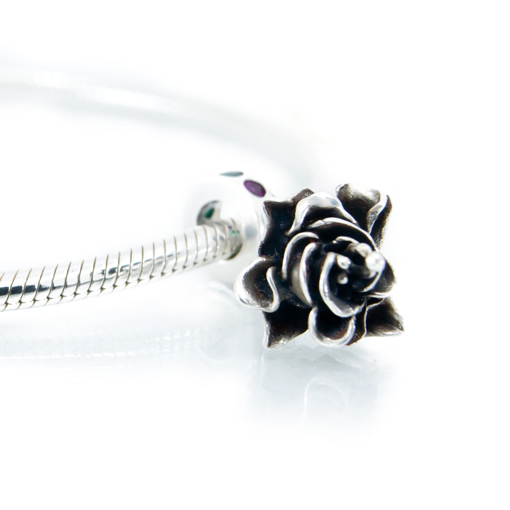 Aurora Charm Fuchsia Flower Charm silver sterling-silver; crystal Dangle by The Alternative Bead. Your official Aurora Charm Retailer from Germany
