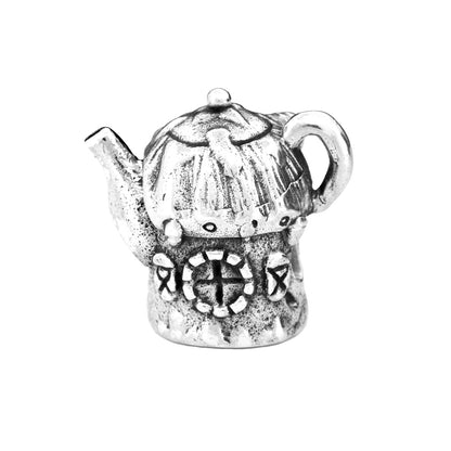 Silver Black Raven Beads Fairy Teapot House Sterling Silver Charm by The Alternative Bead 