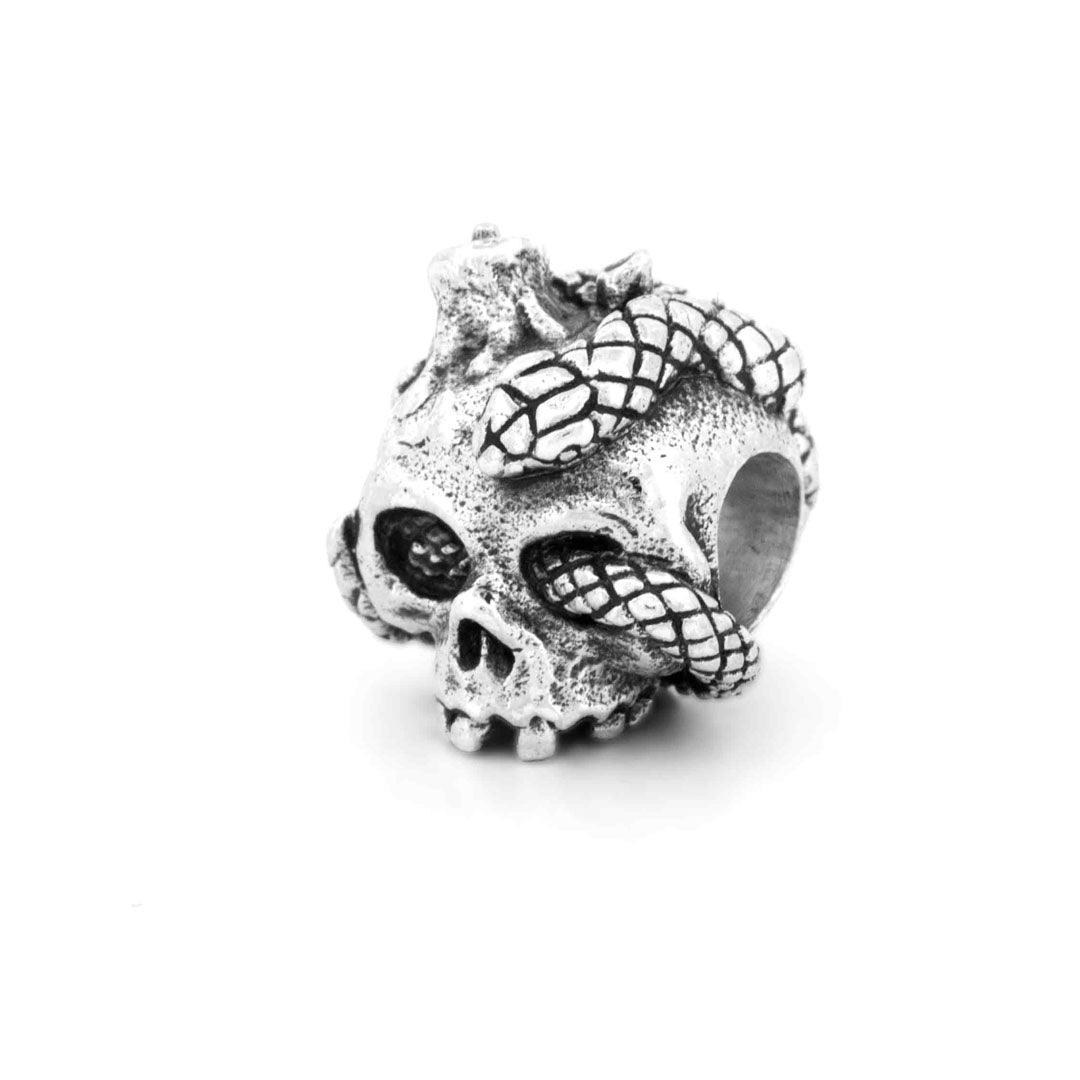 Silver Black Raven Beads Skull Candle Sterling Silver Charm by The Alternative Bead 