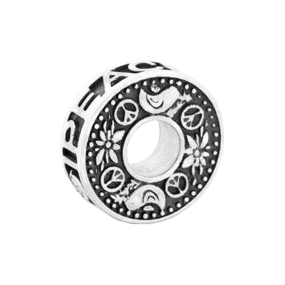 Silver Black Raven Beads Peace Coin Sterling Silver Charm by The Alternative Bead 