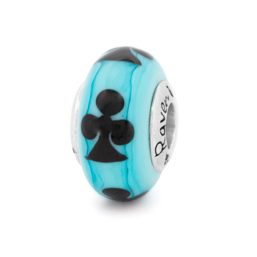 Black Raven Beads Ace of Clubs Card silver and blue and black glass Charm by The Alternative Bead. Your official Black Raven Beads Retailer from Germany