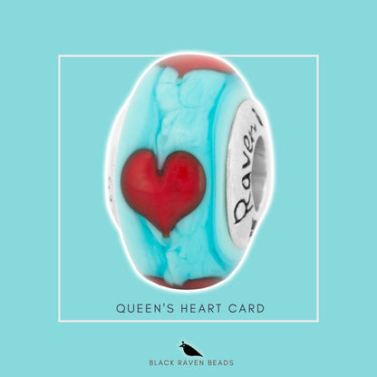 Silver Black Raven Beads Queen's Heart Card Glass Charm by The Alternative Bead 