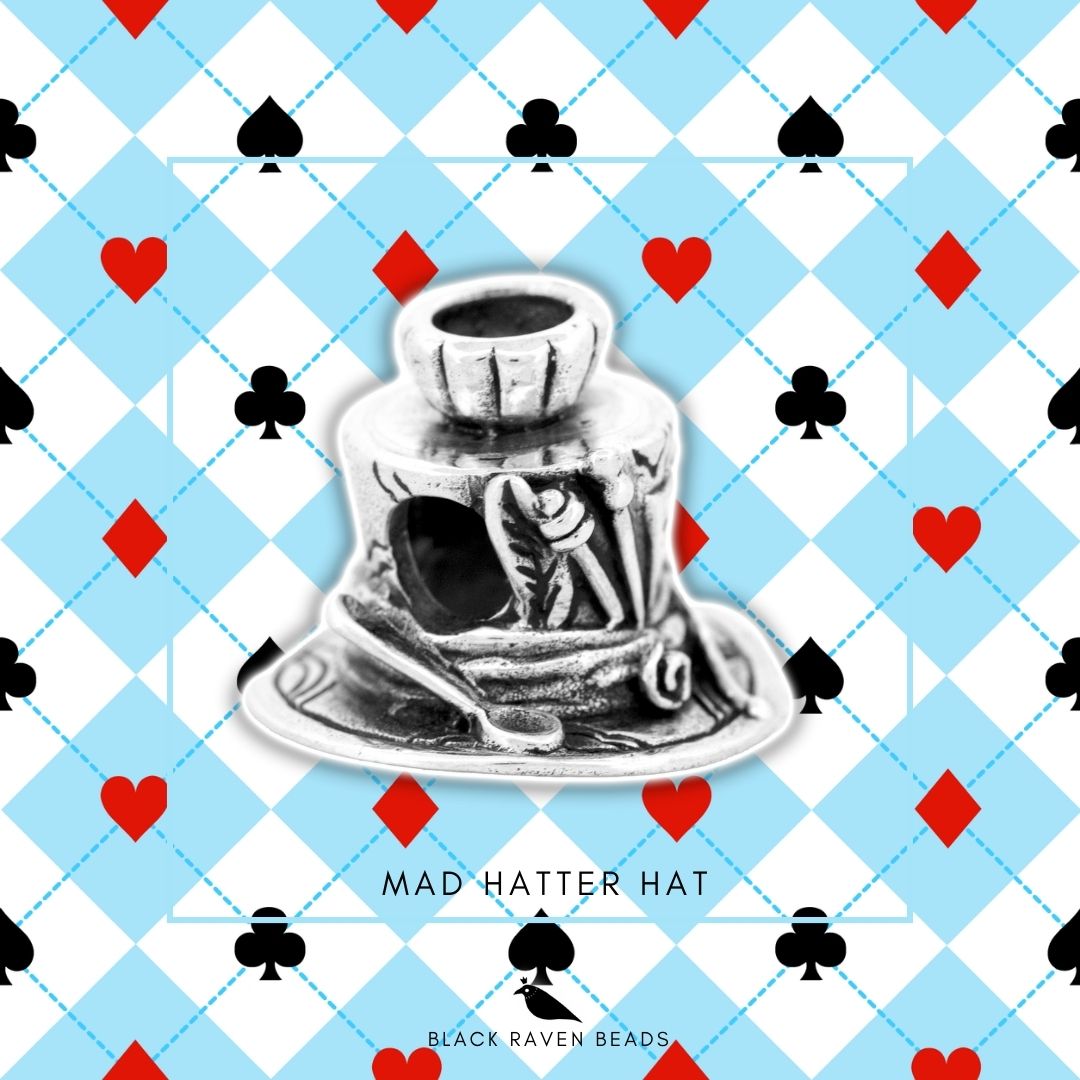 Black Raven Beads Mad Hatter Hat silver sterling-silver Charm by The Alternative Bead. Your official Black Raven Beads Retailer from Germany