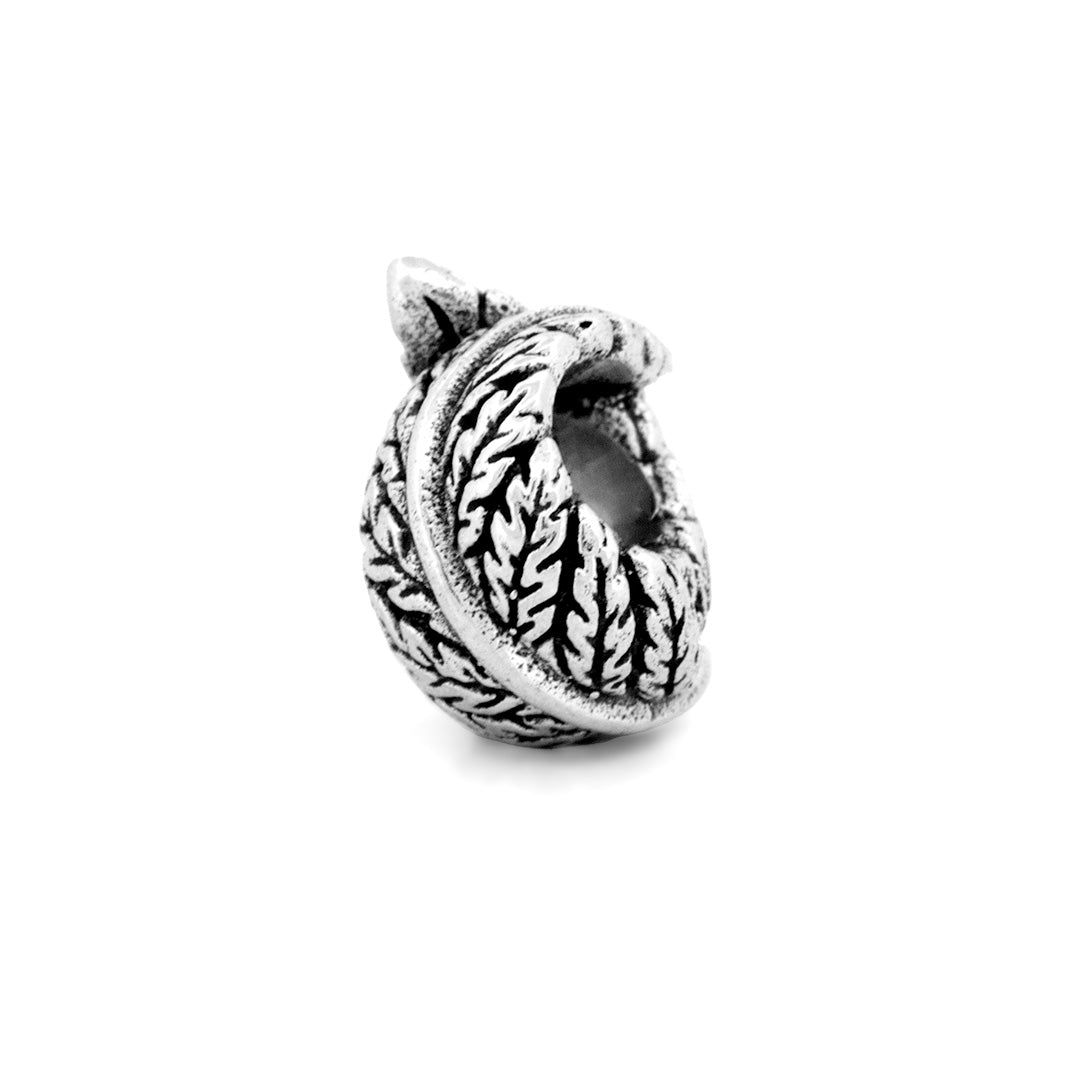 Silver Black Raven Beads Fern Leaf Sterling Silver Charm by The Alternative Bead 