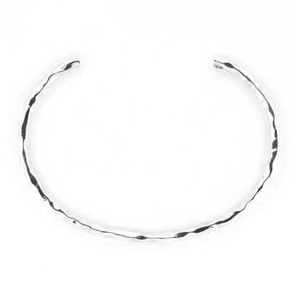 Silver Black Raven Beads Bangle Hammered L Bangle by The Alternative Bead 