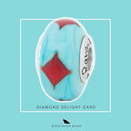 Black Raven Beads Lucky Diamond Card silver and red and blue glass Charm by The Alternative Bead. Your official Black Raven Beads Retailer from Germany
