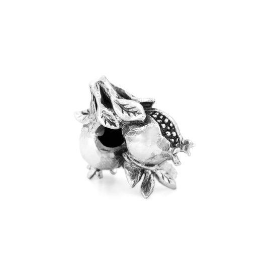 Silver Black Raven Beads Pomegranate Sterling Silver Charm by The Alternative Bead 