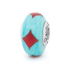 Black Raven Beads Lucky Diamond Card silver and red and blue glass Charm by The Alternative Bead. Your official Black Raven Beads Retailer from Germany
