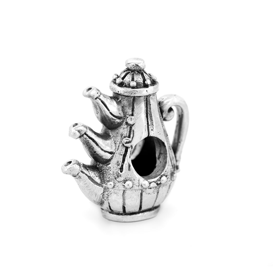 Silver Black Raven Beads Teatime Teapot Sterling Silver Charm by The Alternative Bead 