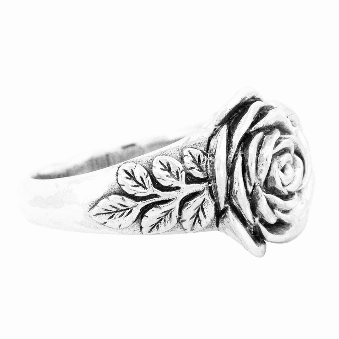 Silver Black Raven Beads Ring Rose Ring by The Alternative Bead 