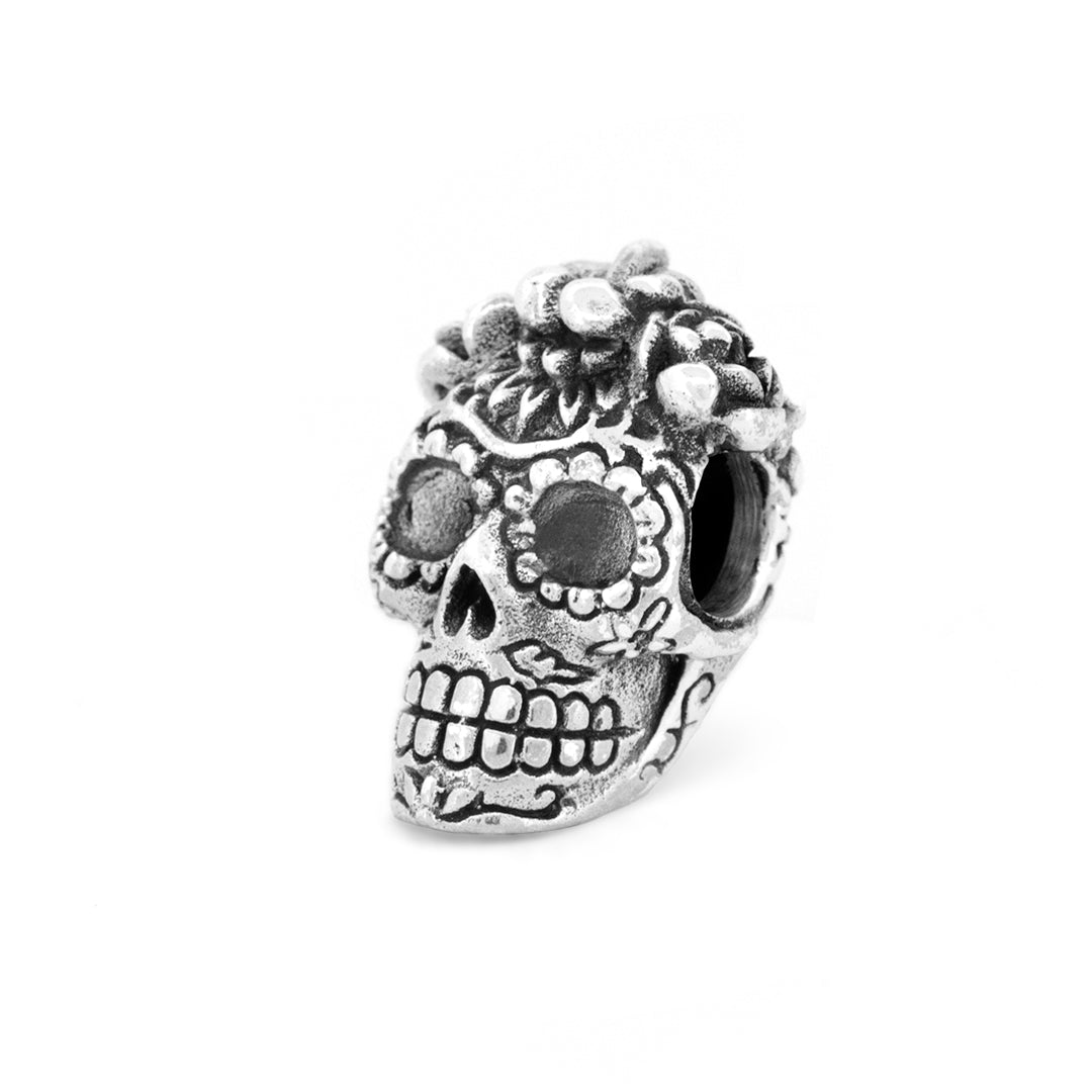 Silver Black Raven Beads Frida skull Sterling Silver Charm by The Alternative Bead 