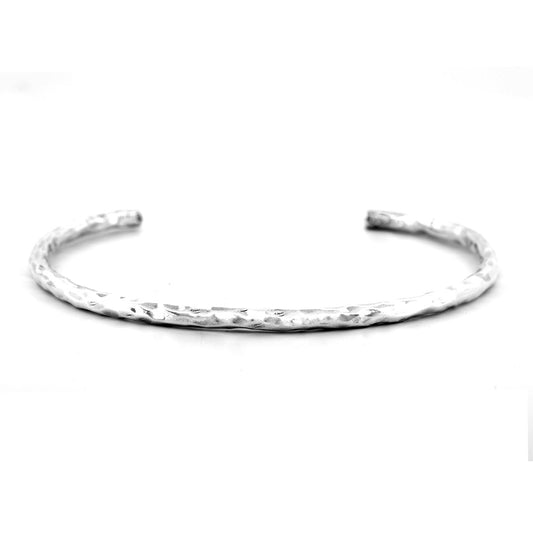 Silver Black Raven Beads Bangle Hammered L Bangle by The Alternative Bead 