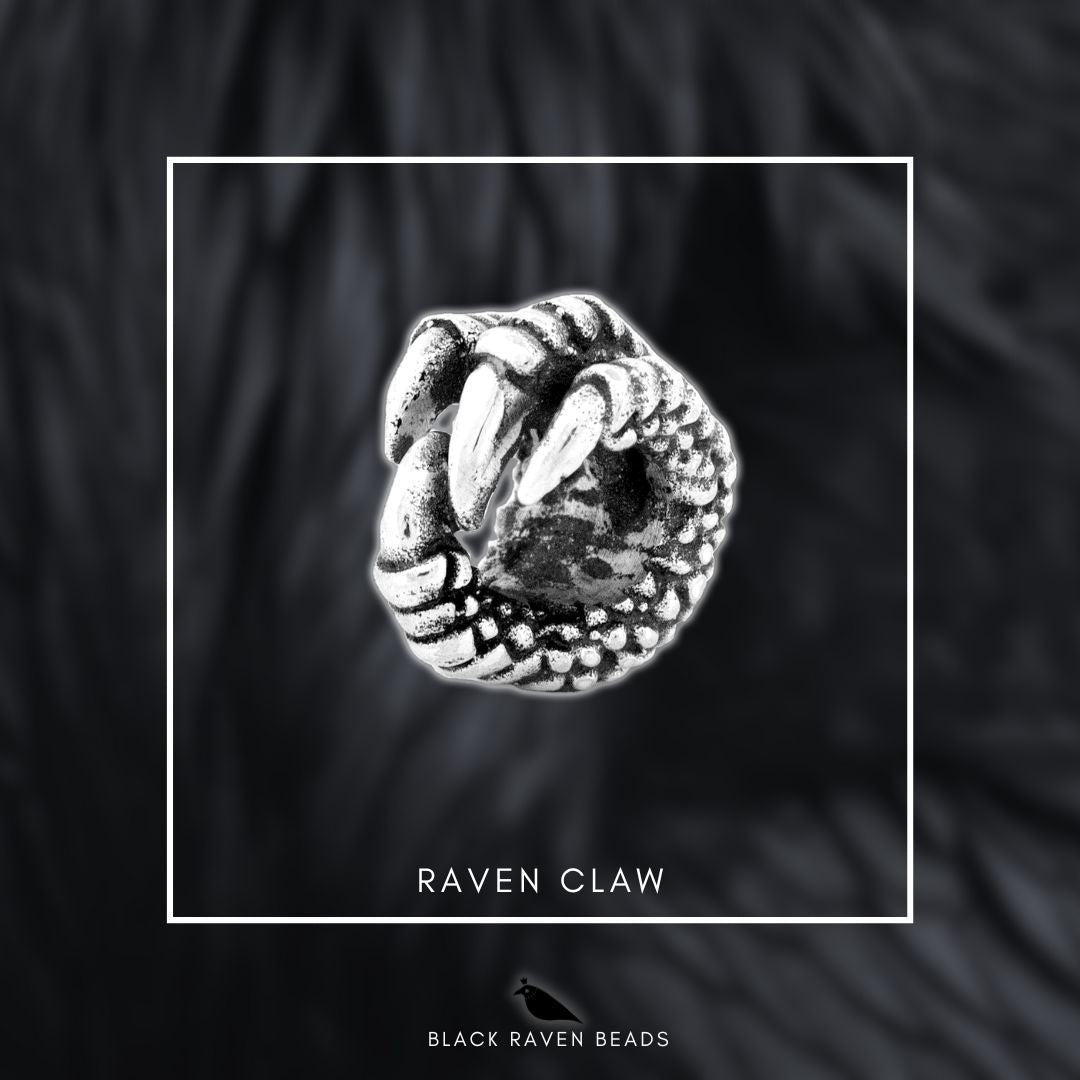 Silver Black Raven Beads Raven Claw Sterling Silver Charm by The Alternative Bead 