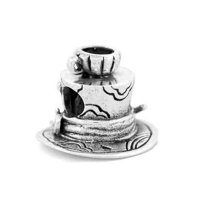 Silver Black Raven Beads Mad Hatter Hat Sterling Silver Charm by The Alternative Bead 