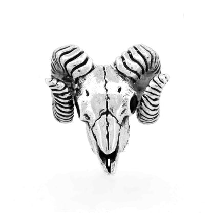 Silver Black Raven Beads Aries Skull Sterling Silver Charm by The Alternative Bead 