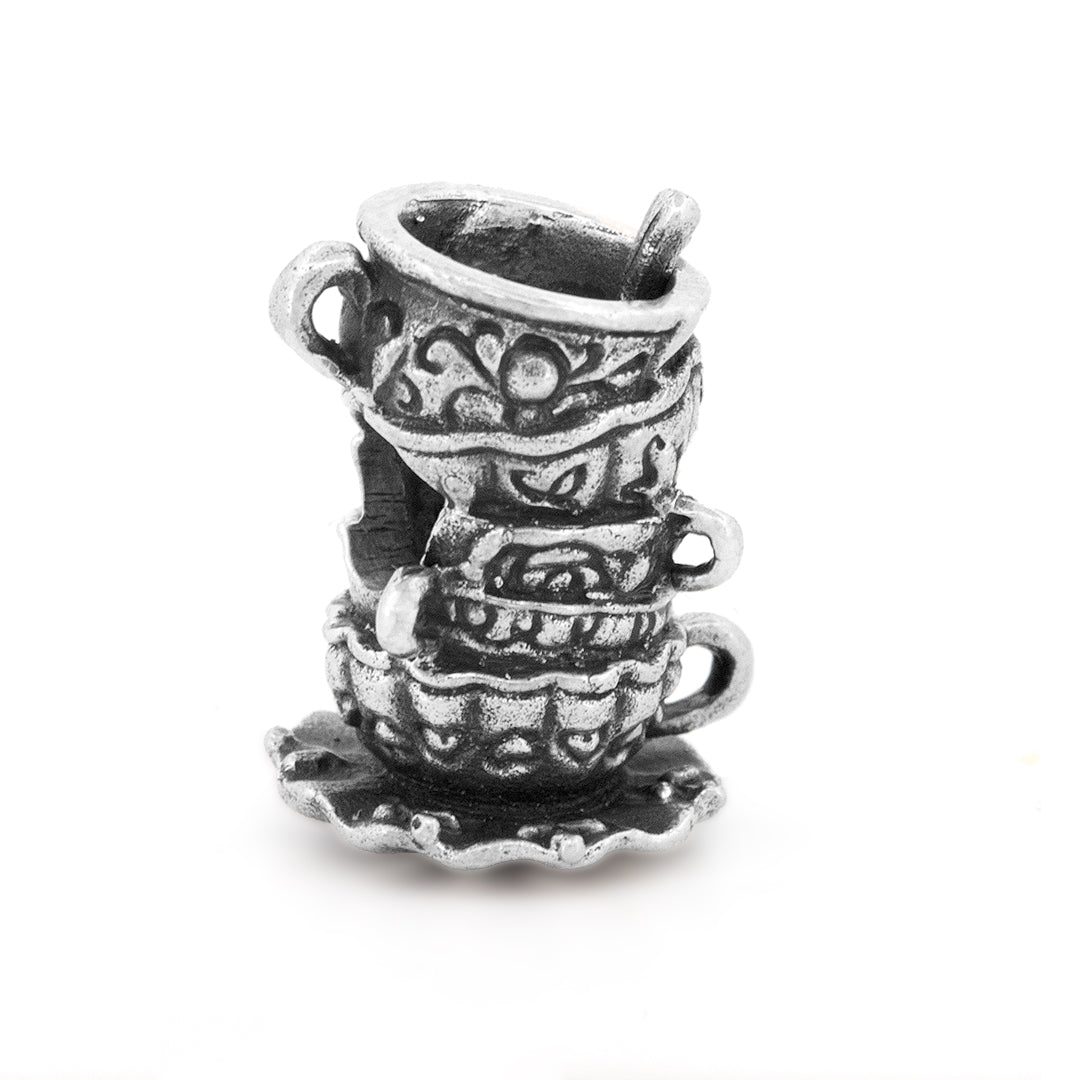 Silver Black Raven Beads Teatime Sterling Silver Charm by The Alternative Bead 