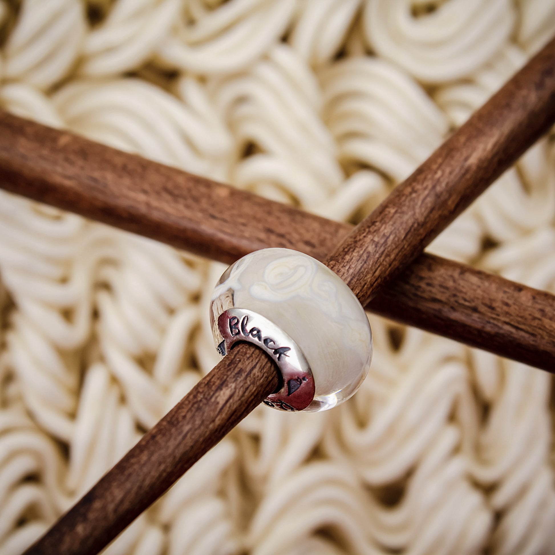 Silver Black Raven Beads Noodles Glass Charm by The Alternative Bead 