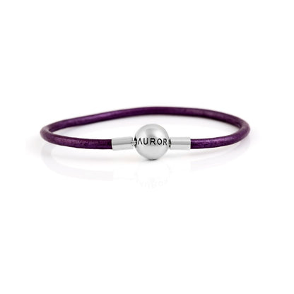 The Alternative Bead: Aurora Charm - Single Purple Leather Bracelet Sterling Silver Charm Picture 1