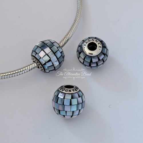 Pandora Sterling Silver Essence Balance Charm with Blue-Grey Mother of Pearl Mosaic (796080MMB) blue sterling-silver and mother-of-pearl Bead by The Alternative Bead. Your Jewelry Retailer from Germany
