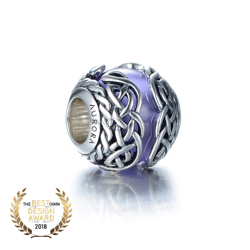 The Alternative Bead: Aurora Charm - Celtic Mystic Knot Purple Bead Sterling Silver Charm Picture 1