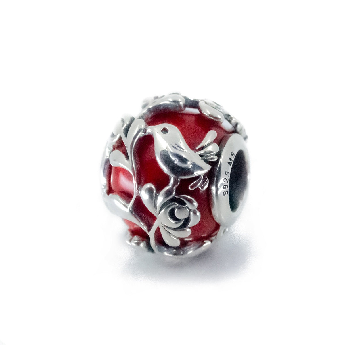 The Alternative Bead: Aurora Charm - Lover’s Song – Red Bead Sterling Silver Charm Picture 2