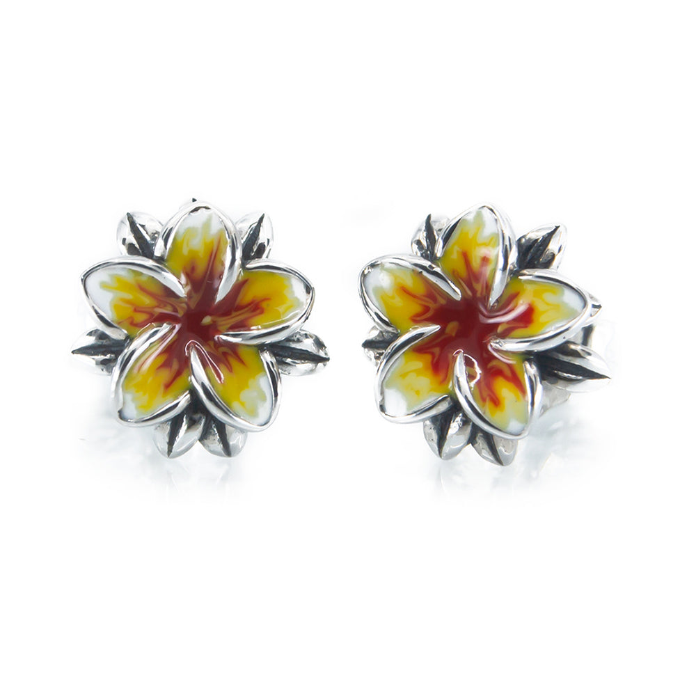 The Alternative Bead: Aurora Charm - Frangipani Yellow and Red Earrings Sterling Silver Charm Picture 3