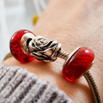 The Alternative Bead: Aurora Charm - Scarlet Heart Sparkles Murano Glass Charm Sterling Silver Charm Picture 3