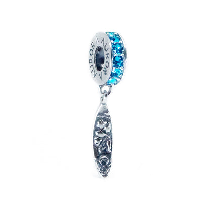 The Alternative Bead: Aurora Charm - Surfboard Turquoise Crystals Dangle Sterling Silver Charm Picture 1