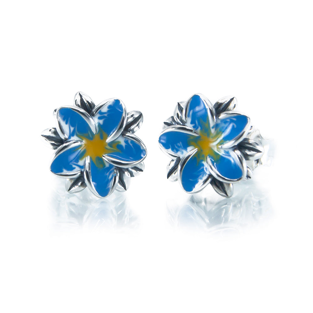 The Alternative Bead: Aurora Charm - Frangipani Blue and Yellow Earrings Sterling Silver Charm Picture 3